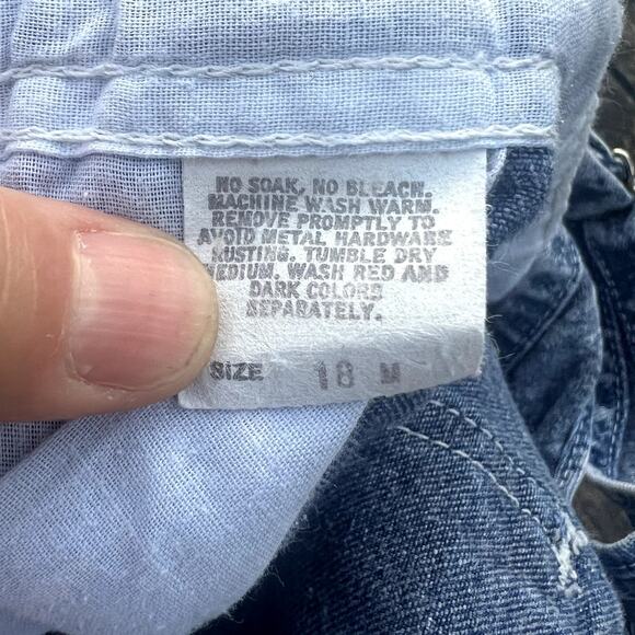 OshKosh B'gosh Vintage Acid Wash Denim Overalls Baby Size 18M Made in USA - Picture 6 of 8